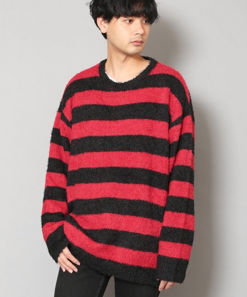 CERCA(チェルカ)の「RS/オーバーサイズ ニット(ニット/セーター・メンズ・グレー/ブラック/ブラック×レッド/ホワイト/ブラック×ホワイト/ブラック×グレー/ベージュ・MEDIUM/LARGE)」の6枚目の写真