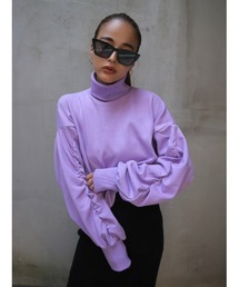 TRUNC | Shirring Sleeve Cropped turtle Tops(スウェット)