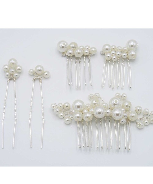 Cupid Heart(キューピッドハート)の「【Cupid Heart】結婚式用アクセ ヘアピン5点set(ヘアピン・レディース・シルバー・MEDIUM)」の2枚目の写真