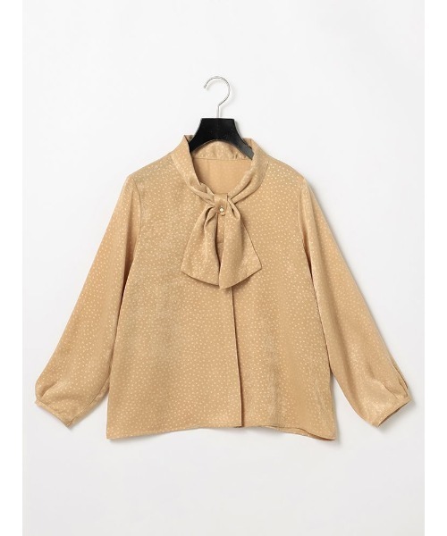 Perfect Suit FActory（パーフェクトスーツファクトリー）の「ドット　リボンタイブラウス　クリーム/グレー/ブラウン（シャツ/ブラウス・レディース・グレー/ブラウン/クリーム・S/M/L）」の2枚目の写真