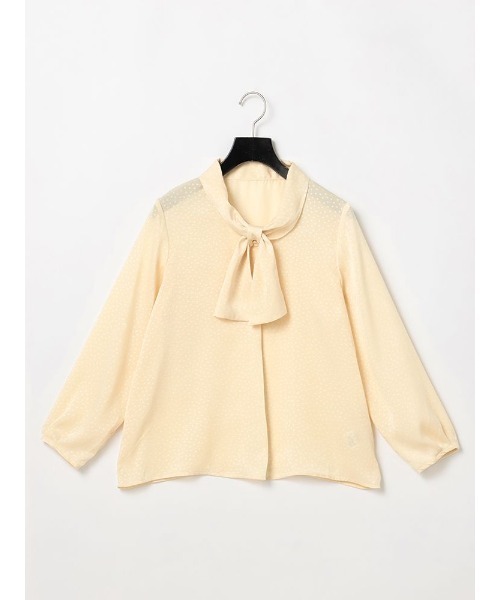 Perfect Suit FActory（パーフェクトスーツファクトリー）の「ドット　リボンタイブラウス　クリーム/グレー/ブラウン（シャツ/ブラウス・レディース・グレー/ブラウン/クリーム・S/M/L）」の3枚目の写真