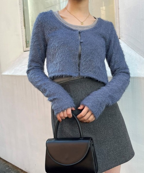 ALAND（エーランド）の「3.3 Field Trip／2ボタンクロップカーディガン　2180669（カーディガン/ボレロ・レディース・ブルー/ブラック・FREE）」の4枚目の写真