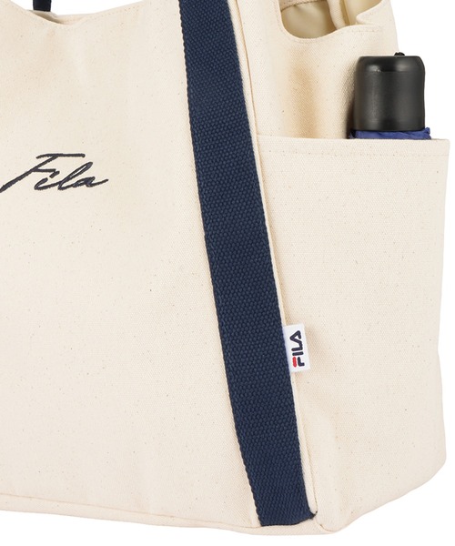 FILA（フィラ）の「FILA フィラ ワンポイントロゴ刺繍綿キャンバスマルシェバッグ（トートバッグ・レディース・ブラック/カーキ/ホワイト・フリー）」の9枚目の写真