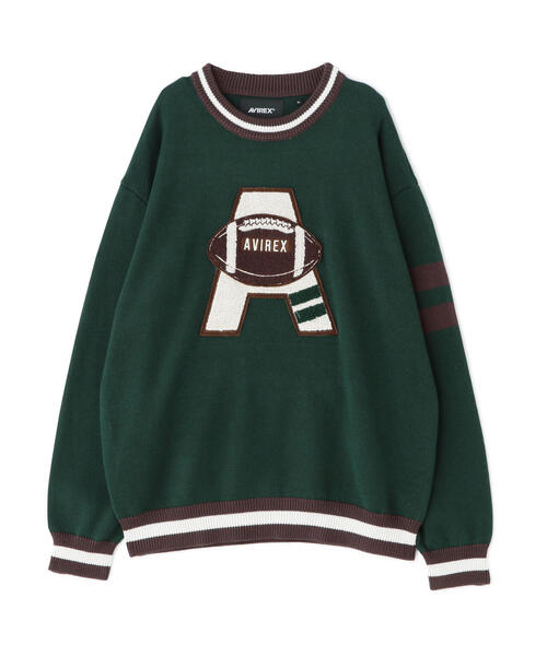 AVIREX（アヴィレックス）の「【WEB&DEPOT限定】COLLEGE LINE KNIT / カレッジ ライン ニット / AVIREX / アヴィレックス（ニット/セーター・メンズ・ダークグリーン系/ブラック/その他6・L/2XL/M/XL）」の9枚目の写真