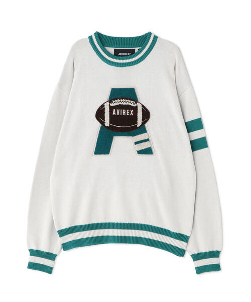 AVIREX（アヴィレックス）の「【WEB&DEPOT限定】COLLEGE LINE KNIT / カレッジ ライン ニット / AVIREX / アヴィレックス（ニット/セーター・メンズ・ダークグリーン系/ブラック/その他6・L/2XL/M/XL）」の5枚目の写真