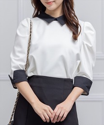 clear | 七分袖襟配色シャツカラートップス≪2023SS新作≫(Tシャツ/カットソー)