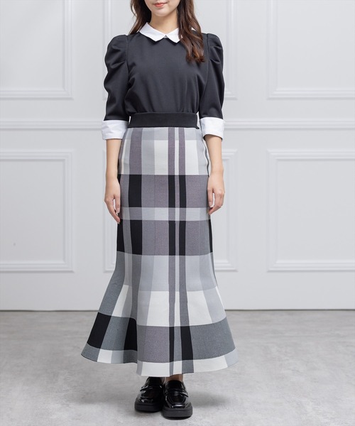 clear（クリア）の「七分袖襟配色シャツカラートップス[オフィスカジュアル 着回し抜群 大人 カジュアル]（Tシャツ/カットソー・レディース・ブラック/サックスブルー/オフホワイト・F）」の18枚目の写真