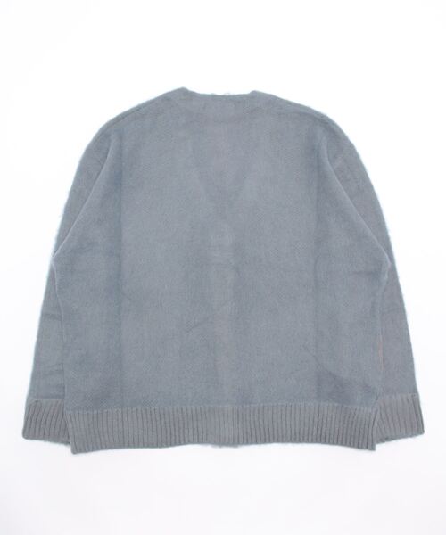 REAL CUBE（リアルキューブ）の「アルパカ混シャギーニットカラーカーディガン（カーディガン/ボレロ・レディース・パープル/ネイビー/オフホワイト/グリーン/ブルーグレー・M）」の6枚目の写真