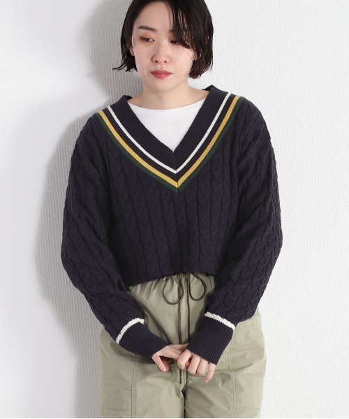 cepo(セポ)の「ショート丈チルデンニット(ニット/セーター・レディース・オフホワイト/ネイビー・M)」の17枚目の写真
