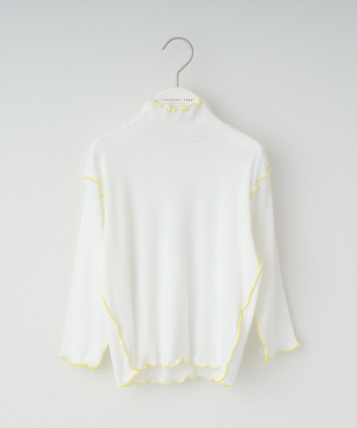 CIAOPANIC TYPY(チャオパニックティピー)の「【KIDS】配色メローシアーテレコタートル(Tシャツ/カットソー・キッズ・ライトグレー/オフホワイト・S/M/L/XL/XXL)」の6枚目の写真