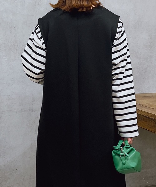 un dix cors（アンディコール）の「ダンボールフレアジャンスカ（ジャンパースカート・レディース・カーキ/ブラック・SMALL/FREE）」の12枚目の写真