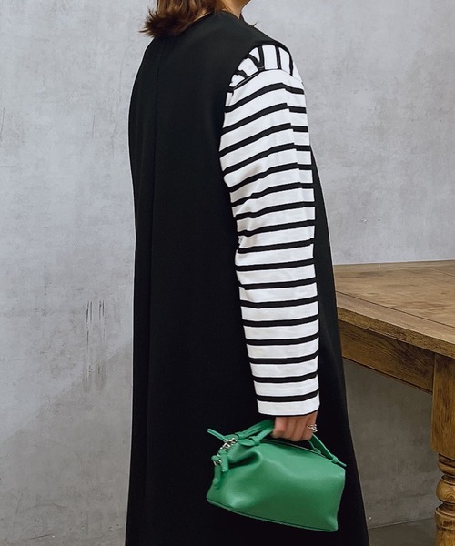 un dix cors（アンディコール）の「ダンボールフレアジャンスカ（ジャンパースカート・レディース・カーキ/ブラック・SMALL/FREE）」の19枚目の写真