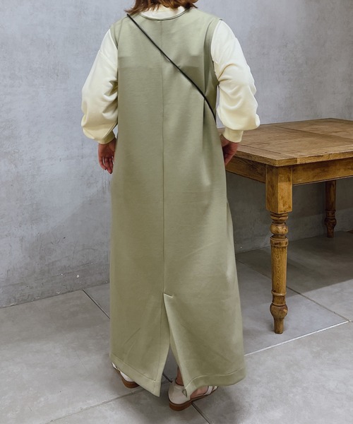 un dix cors（アンディコール）の「ダンボールフレアジャンスカ（ジャンパースカート・レディース・カーキ/ブラック・SMALL/FREE）」の14枚目の写真