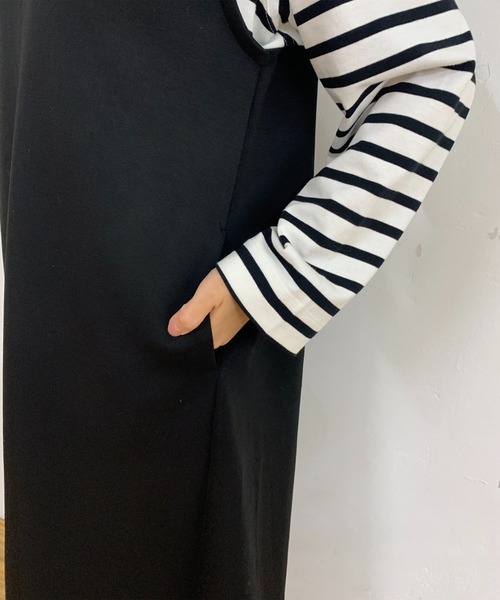 un dix cors（アンディコール）の「ダンボールフレアジャンスカ（ジャンパースカート・レディース・カーキ/ブラック・SMALL/FREE）」の10枚目の写真