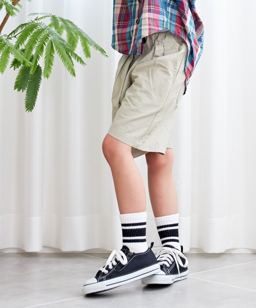 MAKE YOUR DAY(メイクユアデイ)の「スーパーストレッチ5.5分丈タックパンツ■80~140cm(その他パンツ・キッズ・ベージュ/ブラック/アイボリー/カーキ・120/140/80/130/90/110/100)」の1枚目の写真