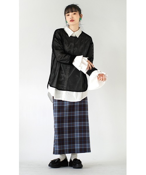 e-zakkamania stores（イーザッカマニアストアーズ）の「オーバーメッシュ プルオーバー（Tシャツ/カットソー・レディース・ライトブラウン/ブラック・フリー）」の10枚目の写真