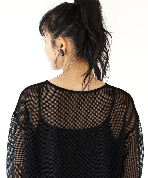 e-zakkamania stores（イーザッカマニアストアーズ）の「オーバーメッシュ プルオーバー（Tシャツ/カットソー・レディース・ライトブラウン/ブラック・フリー）」の13枚目の写真