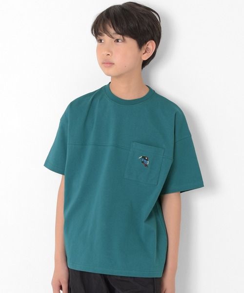 GLAZOS（グラソス）の「ポケット刺繍ビッグ半袖Tシャツ（Tシャツ/カットソー・キッズ・ホワイト/ブラック/オレンジ/ブルーグリーン・170cm/150cm/140cm/160cm）」の3枚目の写真