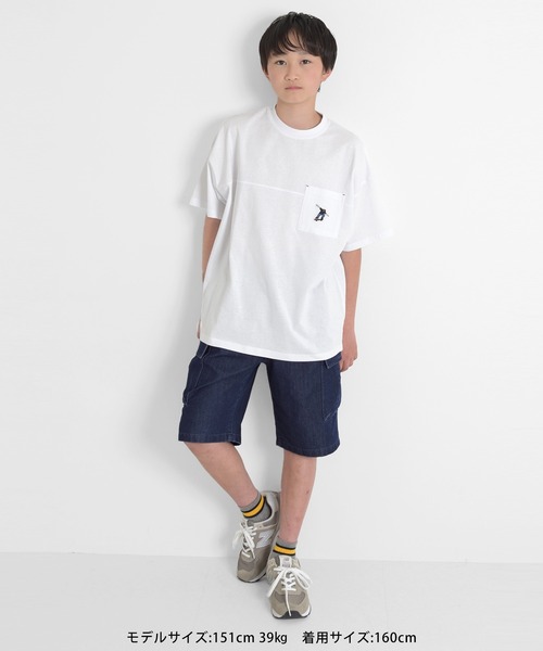 GLAZOS（グラソス）の「ポケット刺繍ビッグ半袖Tシャツ（Tシャツ/カットソー・キッズ・ホワイト/ブラック/オレンジ/ブルーグリーン・170cm/150cm/140cm/160cm）」の20枚目の写真