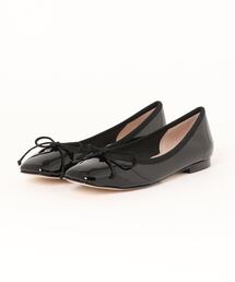 【INTER-CHAUSSURES】リボン付きスクエアフラットパンプス(I31511/I1511A)