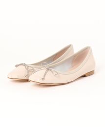【INTER-CHAUSSURES】リボン付きスクエアフラットパンプス(I31511/I1511A)