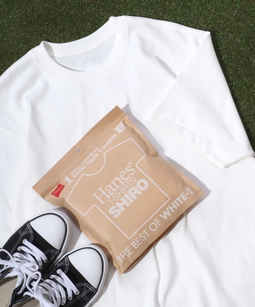 HANES(ヘインズ)の「Hanes(へインズ)SHIROクルーネックTシャツ 1P/半袖パックTシャツ メンズ レディース ユニセックス(Tシャツ/カットソー・メンズ・ホワイト・XL/L/S/M)」の1枚目の写真