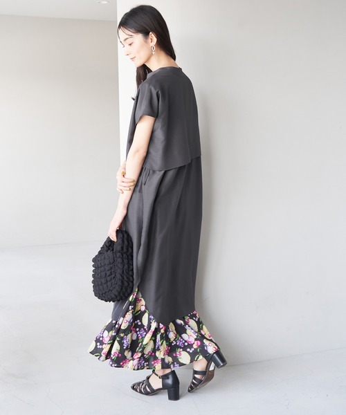 ROPE' PICNIC（ロペピクニック）の「【WEB限定カラー:カーキ】吸水速乾/2WAYレイヤード風シャツワンピース（シャツワンピース・レディース・チャコールグレー/ベージュ/ブルー系その他4/カーキ・38）」の5枚目の写真