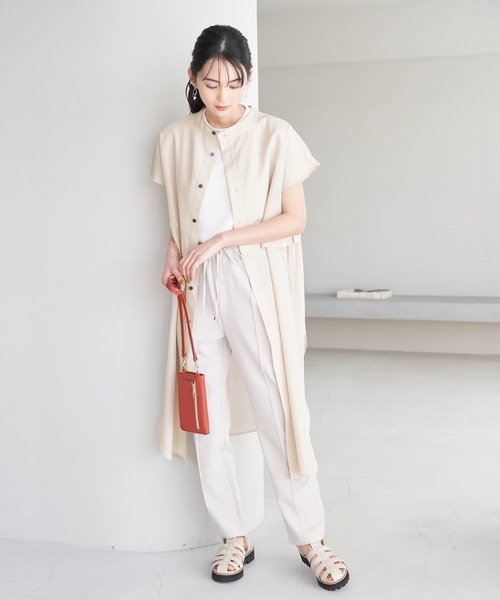 ROPE' PICNIC（ロペピクニック）の「【WEB限定カラー:カーキ】吸水速乾/2WAYレイヤード風シャツワンピース（シャツワンピース・レディース・チャコールグレー/ベージュ/ブルー系その他4/カーキ・38）」の13枚目の写真