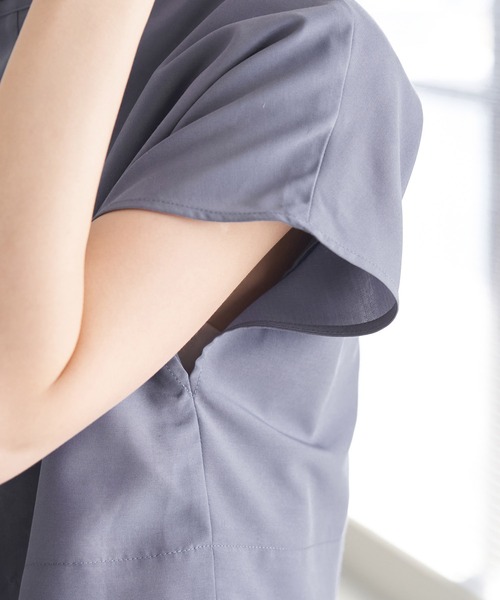 ROPE' PICNIC（ロペピクニック）の「【WEB限定カラー:カーキ】吸水速乾/2WAYレイヤード風シャツワンピース（シャツワンピース・レディース・チャコールグレー/ベージュ/ブルー系その他4/カーキ・38）」の7枚目の写真