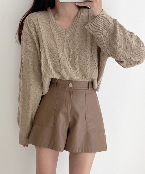 LAC-VERT(ラック・ヴェール)の「フェイクレザーショートパンツ(その他パンツ・レディース・ブラック/カーキ・L/M)」の18枚目の写真
