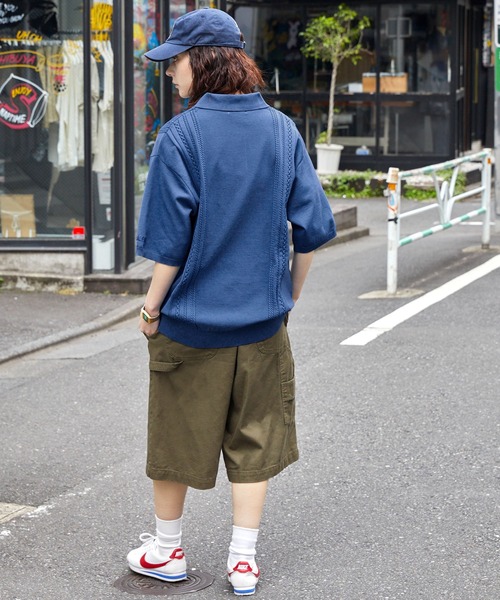 MONO-MART(モノマート)の「【CODDERR】ケーブルニットストライプルーズポロシャツ(ポロシャツ・メンズ・ピンク/ブラック/オレンジ/グリーン/ブルー/アイボリー・L/M)」の19枚目の写真