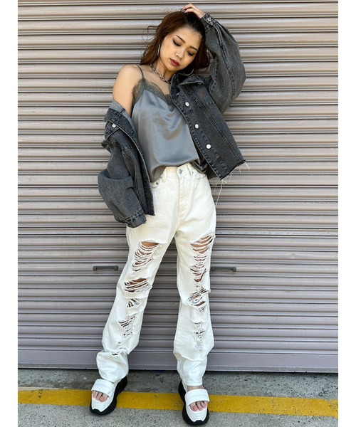 EGOIST（エゴイスト）の「レースサテンキャミトップス（キャミソール・レディース・ブラック/カーキ/グレー・FREE）」の11枚目の写真