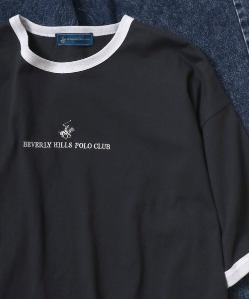 BEVERLY HILLS POLO CLUB（ビバリーヒルズポロクラブ）の「BEVERLYHILLS POLO CLUB　ワンポイントロゴ刺繍半袖Tシャツ メンズ レディース/無地/ボーダー/リンガーT（Tシャツ/カットソー・メンズ・ホワイト系その他4/ブラック/ホワイト系その他5/ブルー系その他/マスタード/ホワイト系その他/グリーン系その他/ホワイト系その他3/ホワイト/ネイビー/ブラック系その他/ホワイト系その他2/ホワイト系その他6/ブラック系その他2/ブラック系その他3/ネイビー系2・L/LL/M）」の10枚目の写真