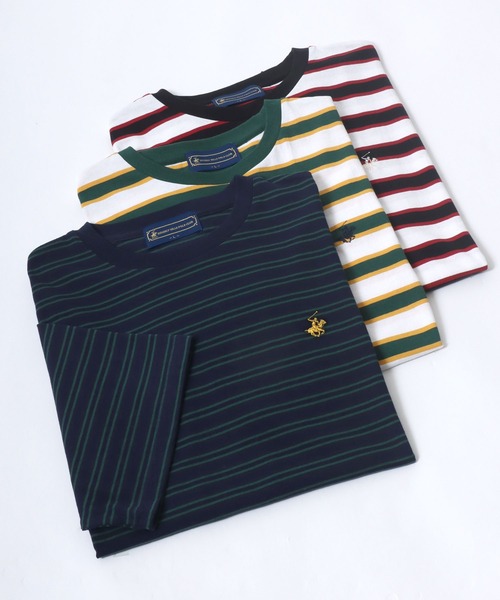 BEVERLY HILLS POLO CLUB（ビバリーヒルズポロクラブ）の「BEVERLYHILLS POLO CLUB　ワンポイントロゴ刺繍半袖Tシャツ メンズ レディース/無地/ボーダー/リンガーT（Tシャツ/カットソー・メンズ・ホワイト系その他4/ブラック/ホワイト系その他5/ブルー系その他/マスタード/ホワイト系その他/グリーン系その他/ホワイト系その他3/ホワイト/ネイビー/ブラック系その他/ホワイト系その他2/ホワイト系その他6/ブラック系その他2/ブラック系その他3/ネイビー系2・L/LL/M）」の14枚目の写真