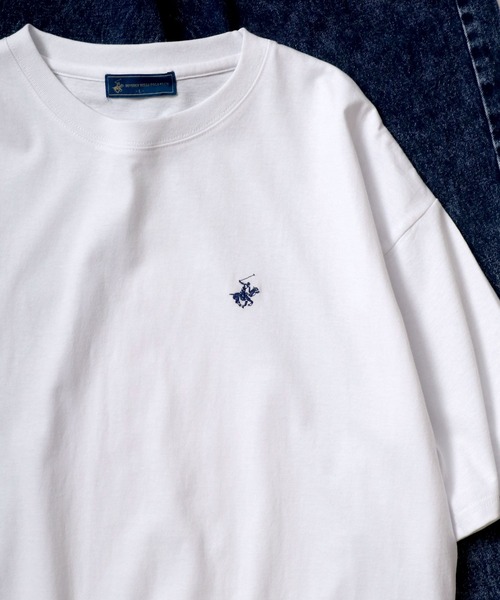 BEVERLY HILLS POLO CLUB（ビバリーヒルズポロクラブ）の「BEVERLYHILLS POLO CLUB　ワンポイントロゴ刺繍半袖Tシャツ メンズ レディース/無地/ボーダー/リンガーT（Tシャツ/カットソー・メンズ・ホワイト系その他4/ブラック/ホワイト系その他5/ブルー系その他/マスタード/ホワイト系その他/グリーン系その他/ホワイト系その他3/ホワイト/ネイビー/ブラック系その他/ホワイト系その他2/ホワイト系その他6/ブラック系その他2/ブラック系その他3/ネイビー系2・L/LL/M）」の2枚目の写真