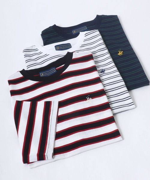 BEVERLY HILLS POLO CLUB（ビバリーヒルズポロクラブ）の「BEVERLYHILLS POLO CLUB　ワンポイントロゴ刺繍半袖Tシャツ メンズ レディース/無地/ボーダー/リンガーT（Tシャツ/カットソー・メンズ・ホワイト系その他4/ブラック/ホワイト系その他5/ブルー系その他/マスタード/ホワイト系その他/グリーン系その他/ホワイト系その他3/ホワイト/ネイビー/ブラック系その他/ホワイト系その他2/ホワイト系その他6/ブラック系その他2/ブラック系その他3/ネイビー系2・L/LL/M）」の6枚目の写真