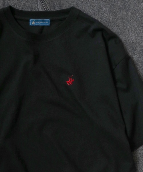 BEVERLY HILLS POLO CLUB（ビバリーヒルズポロクラブ）の「BEVERLYHILLS POLO CLUB　ワンポイントロゴ刺繍半袖Tシャツ メンズ レディース/無地/ボーダー/リンガーT（Tシャツ/カットソー・メンズ・ホワイト系その他4/ブラック/ホワイト系その他5/ブルー系その他/マスタード/ホワイト系その他/グリーン系その他/ホワイト系その他3/ホワイト/ネイビー/ブラック系その他/ホワイト系その他2/ホワイト系その他6/ブラック系その他2/ブラック系その他3/ネイビー系2・L/LL/M）」の9枚目の写真