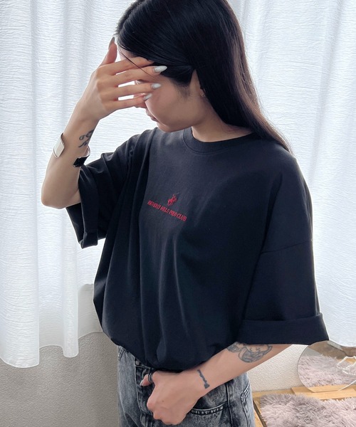 BEVERLY HILLS POLO CLUB（ビバリーヒルズポロクラブ）の「BEVERLYHILLS POLO CLUB　ワンポイントロゴ刺繍半袖Tシャツ メンズ レディース/無地/ボーダー/リンガーT（Tシャツ/カットソー・メンズ・ホワイト系その他4/ブラック/ホワイト系その他5/ブルー系その他/マスタード/ホワイト系その他/グリーン系その他/ホワイト系その他3/ホワイト/ネイビー/ブラック系その他/ホワイト系その他2/ホワイト系その他6/ブラック系その他2/ブラック系その他3/ネイビー系2・L/LL/M）」の20枚目の写真