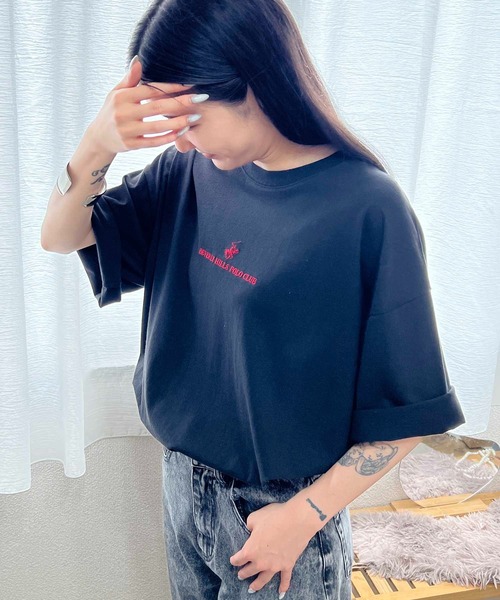 BEVERLY HILLS POLO CLUB（ビバリーヒルズポロクラブ）の「BEVERLYHILLS POLO CLUB　ワンポイントロゴ刺繍半袖Tシャツ メンズ レディース/無地/ボーダー/リンガーT（Tシャツ/カットソー・メンズ・ホワイト系その他4/ブラック/ホワイト系その他5/ブルー系その他/マスタード/ホワイト系その他/グリーン系その他/ホワイト系その他3/ホワイト/ネイビー/ブラック系その他/ホワイト系その他2/ホワイト系その他6/ブラック系その他2/ブラック系その他3/ネイビー系2・L/LL/M）」の21枚目の写真
