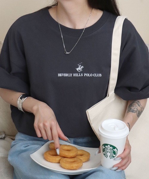 BEVERLY HILLS POLO CLUB（ビバリーヒルズポロクラブ）の「BEVERLYHILLS POLO CLUB　ワンポイントロゴ刺繍半袖Tシャツ メンズ レディース/無地/ボーダー/リンガーT（Tシャツ/カットソー・メンズ・ホワイト系その他4/ブラック/ホワイト系その他5/ブルー系その他/マスタード/ホワイト系その他/グリーン系その他/ホワイト系その他3/ホワイト/ネイビー/ブラック系その他/ホワイト系その他2/ホワイト系その他6/ブラック系その他2/ブラック系その他3/ネイビー系2・L/LL/M）」の22枚目の写真