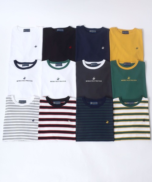 BEVERLY HILLS POLO CLUB（ビバリーヒルズポロクラブ）の「BEVERLYHILLS POLO CLUB　ワンポイントロゴ刺繍半袖Tシャツ メンズ レディース/無地/ボーダー/リンガーT（Tシャツ/カットソー・メンズ・ホワイト系その他4/ブラック/ホワイト系その他5/ブルー系その他/マスタード/ホワイト系その他/グリーン系その他/ホワイト系その他3/ホワイト/ネイビー/ブラック系その他/ホワイト系その他2/ホワイト系その他6/ブラック系その他2/ブラック系その他3/ネイビー系2・L/LL/M）」の17枚目の写真