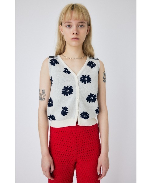 MOUSSY（マウジー）の「DAISY JACQUARD KNIT ベスト（ベスト・レディース・アイボリー/ブラック/ライトグリーン・FREE）」の21枚目の写真