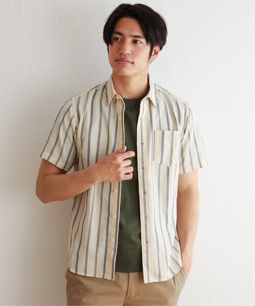 ikka(イッカ)の「パナマレギュラーカラー半袖シャツ(シャツ/ブラウス・メンズ・ホワイト/ベージュ/ブルー/ネイビー・S/M/L/XL)」の10枚目の写真