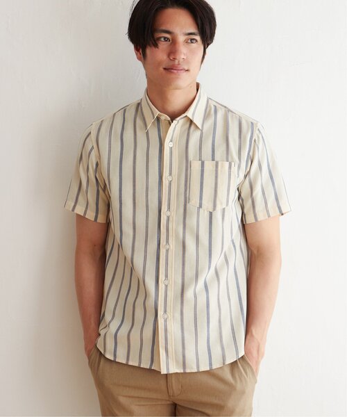 ikka(イッカ)の「パナマレギュラーカラー半袖シャツ(シャツ/ブラウス・メンズ・ホワイト/ベージュ/ブルー/ネイビー・S/M/L/XL)」の21枚目の写真
