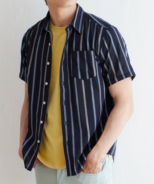 ikka(イッカ)の「パナマレギュラーカラー半袖シャツ(シャツ/ブラウス・メンズ・ホワイト/ベージュ/ブルー/ネイビー・S/M/L/XL)」の3枚目の写真