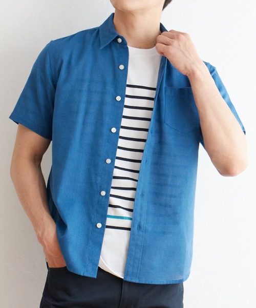 ikka(イッカ)の「パナマレギュラーカラー半袖シャツ(シャツ/ブラウス・メンズ・ホワイト/ベージュ/ブルー/ネイビー・S/M/L/XL)」の4枚目の写真