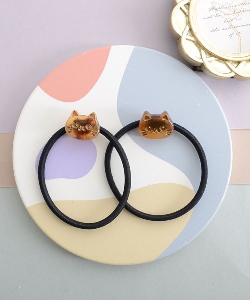 TONE SELECT GOODS（トーンセレクトグッズ）の「【urge select】ネコちゃん ヘアゴム【2本セット】（ヘアゴム・レディース・ホワイト/グレー/ブラック/ブラウン系・FREE）」の4枚目の写真