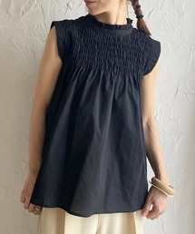 She's Closet（シーズクローゼット）の「立ち襟スタンドカラーノースリーブシャーリングフリルブラウス（シャツ/ブラウス・レディース）」