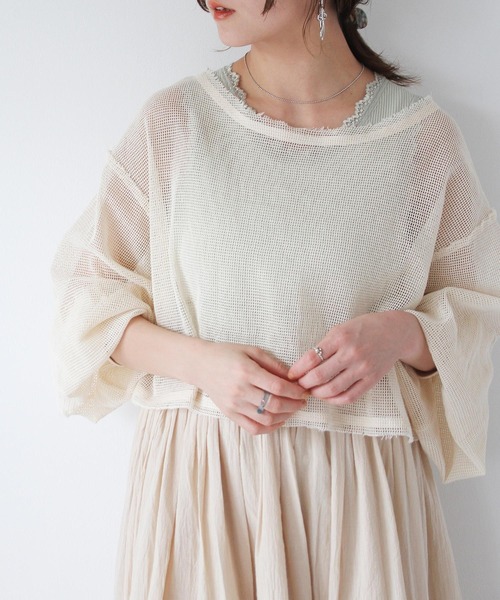 Crisp（クリスプ）の「メッシュショートカーディガン（カーディガン/ボレロ・レディース・ナチュラル/ピンク・FREE）」の15枚目の写真