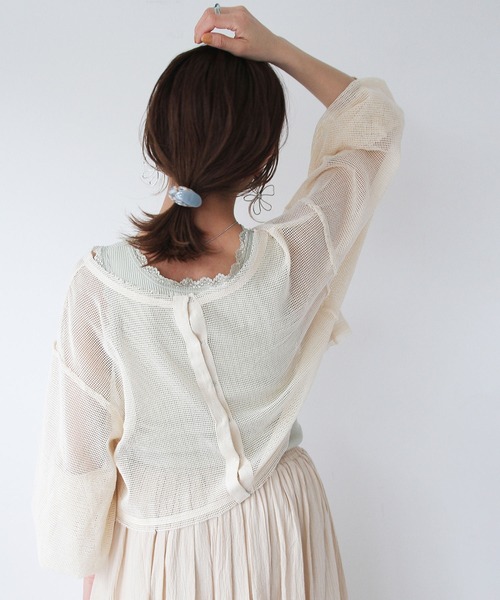 Crisp（クリスプ）の「メッシュショートカーディガン（カーディガン/ボレロ・レディース・ナチュラル/ピンク・FREE）」の16枚目の写真